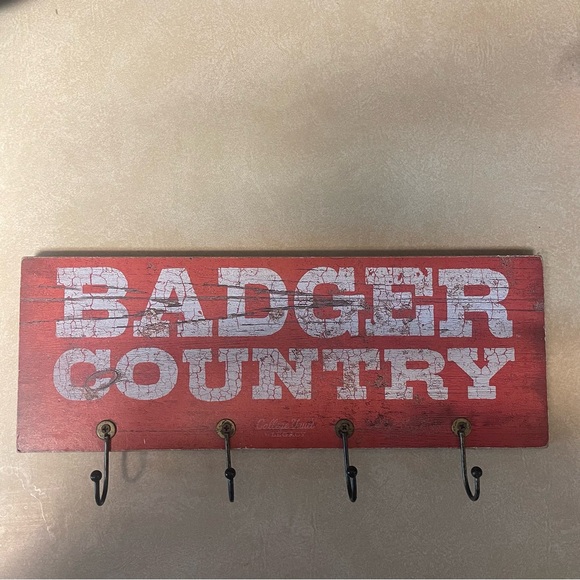 Other - Badger Country Distressed Key Hook Sign